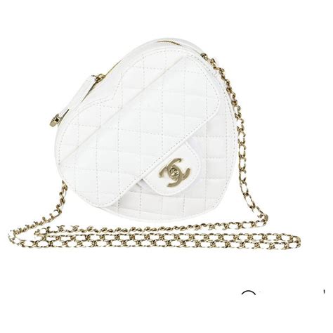 chanel white heart bag|chanel heart bag for sale.